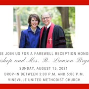 Farewell reception for Bishop and Mrs. Bryan set for Aug. 15
